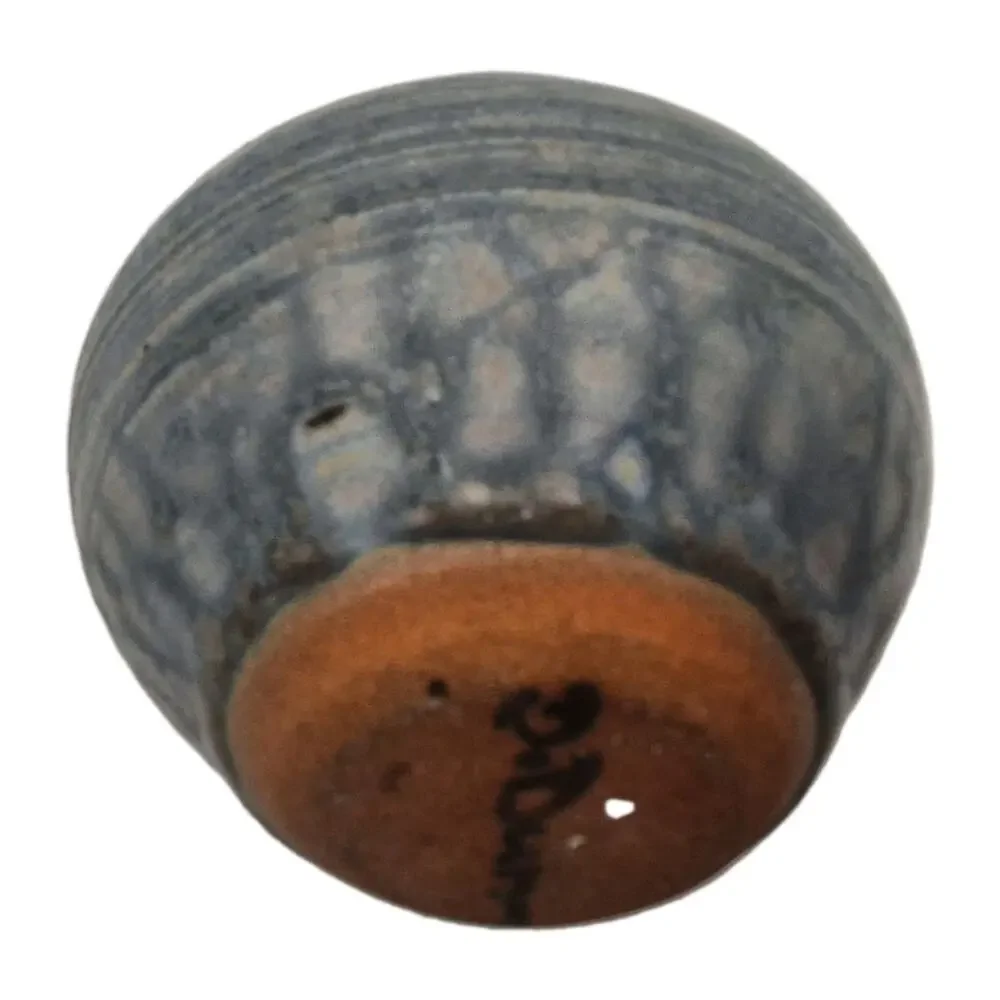 Vintage Studio Art Pottery Blue Mini Vase Signed D Dunn 3